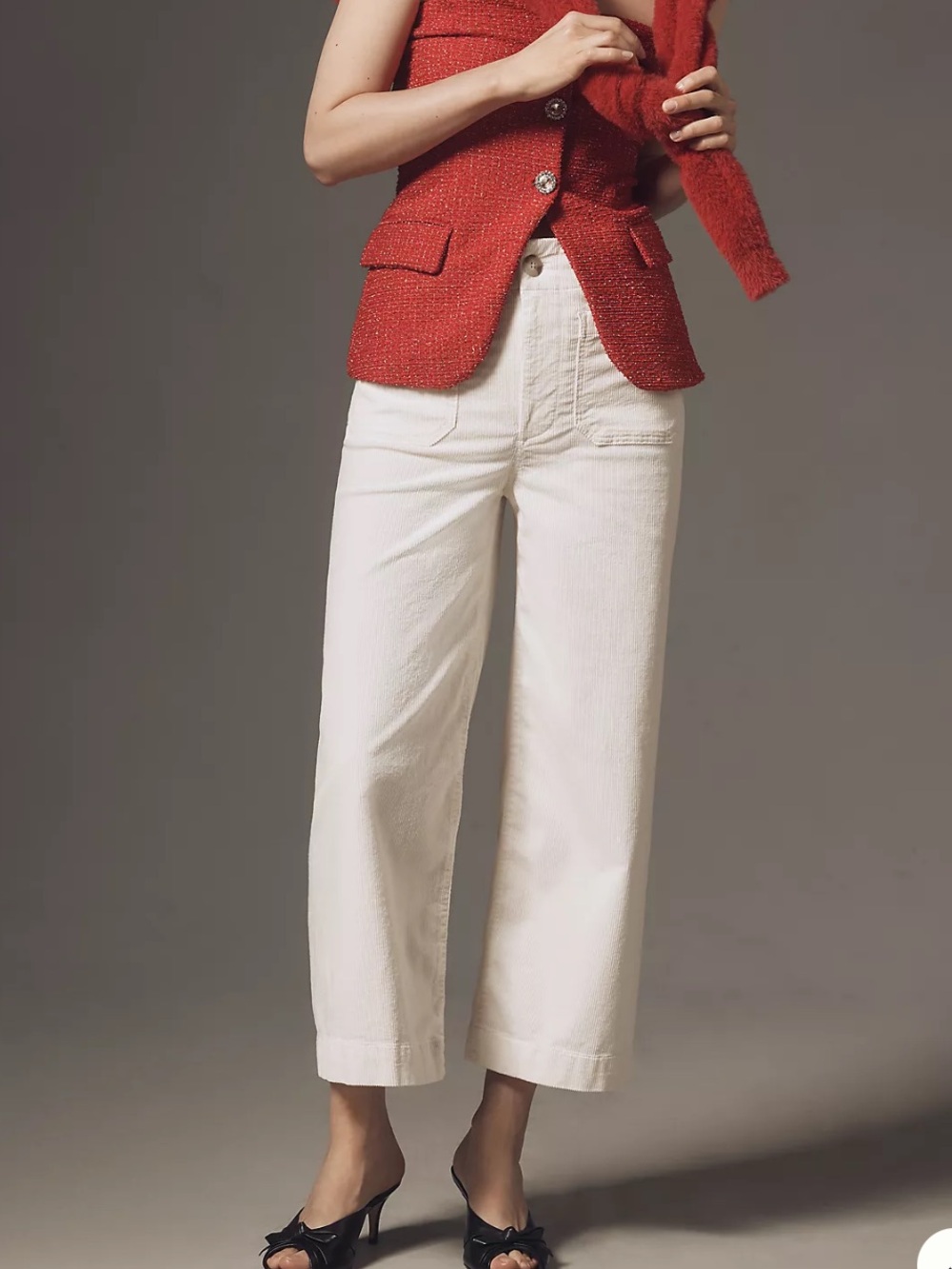 Maeve The Colette Bow Corduroy Crop Wide-Leg Trousers Women’s Sz 23 NWT - Picture 2 of 11